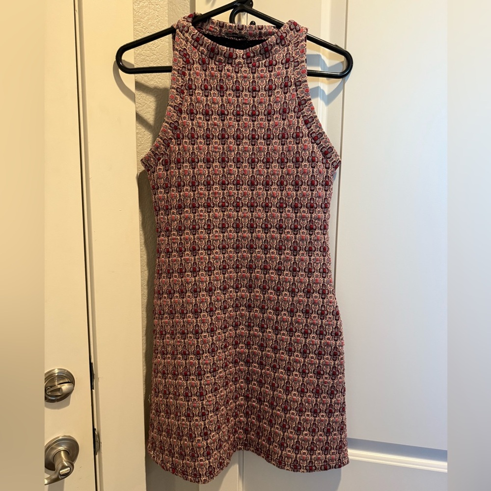 Zara Red and Purple Patterned Mini Dress